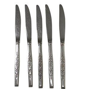 Wm A Rogers Premier Stainless Oneida SPANADA Hollow Dinner Knife Lot of 5 Floral